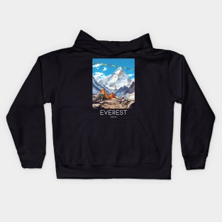 A Pop Art Travel Print of Mount Everest - Nepal Kids Hoodie